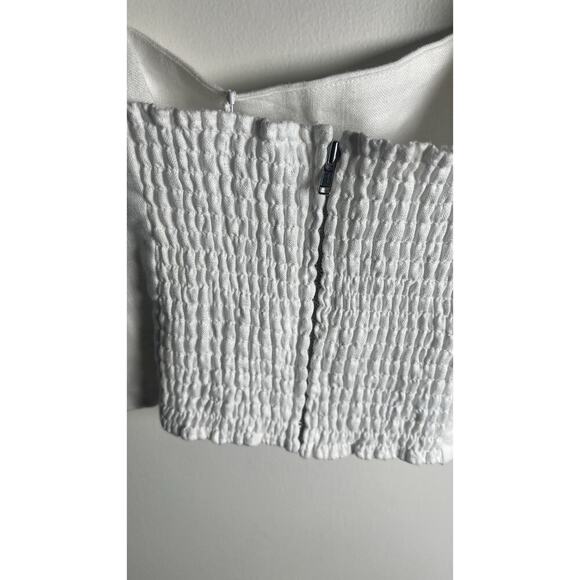 Reformation Size 12 White Olson Linen Crop Smock Adjustable Straps Top NEW - Picture 12 of 14